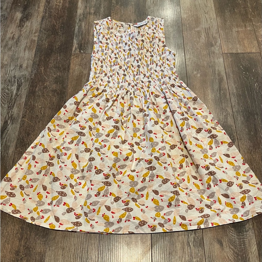 Yellow and White Smocked Midi Sundress